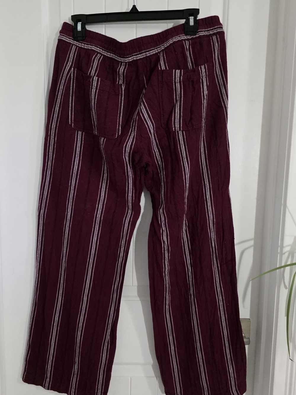 Old Navy Burgundy Striped Linen Blend Wide Leg Pull-On Pants Size M - Picture 8 of 10